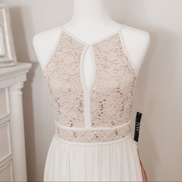 NWT Cream & Gold Flowy Lace Dress ✨host pick✨ - Picture 2 of 10